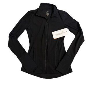 Gottex Poly Blend Athletic Top Long Sleeves Zip Quick Dry Black Small